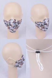 Yıkanabilir Japon Balık Desen Bez Kumaş Ayarlanabilir Maske - 4