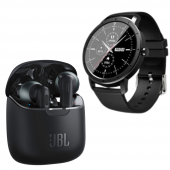 JBL Tune 220 TWS Siyah Bluetooth Kulaklık Hw21 Spor Yuvarlak Kasa Akıllı Saat Su Geçirmez Siyah - 1