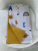 80 x 90 Unisex Bebek Battaniyesi - Renkli Alfabe & Gökyüzü Desenli Müslin - 5