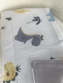 80 x 90 Unisex Bebek Battaniyesi – Dinozor Figürlü Müslin - 1