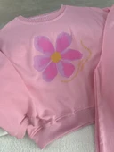 Kız Çocuk Sweatshirt & Pantolon Takımı – Çiçek Baskılı, Pembe - 4