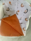 80 x 90 Unisex Bebek Battaniyesi - Turuncu & Hayvan Figürlü Müslin - 2