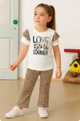 ESİLA KİDS Kız Çocuk Leopar Desenli Yazlık Ikili Takım Kısa Kollu Tişört Ve Tayt thumbnail 7