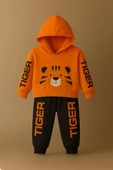 ESİLA KİDS Erkek Çocuk Takım Tiger Baskılı Pamuklu Uzun Kollu Örme Kapüşonlu Eşofman Takım 3-8 Yaş thumbnail 2
