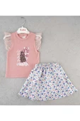ESİLA KİDS Kız çocuk baskılı şort etekli badili takım 3-6 thumbnail 2