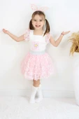ESİLA KİDS Kız Çocuk Takım Tüllü Balon Etek Ve Üst 2'li Baskılı Kolları Fırfırlı Takım 3-6 Yaş thumbnail 2