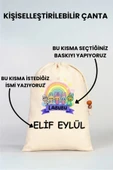 ESİLA KİDS Kız çocuk Kıyafet Kesesi Çocuklara Özel İsim Yazılı Baskılı İp Kapamalı kişileştirilebilir 30x40 Cm thumbnail 1