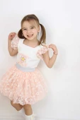 ESİLA KİDS Kız Çocuk Takım Tüllü Balon Etek Ve Üst 2'li Baskılı Kolları Fırfırlı Takım 3-6 Yaş thumbnail 7
