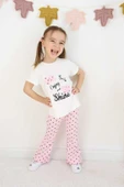 ESİLA KİDS Kız çocuk kalp baskılı taytlı üstü baskılı fiyonk detaylı alt üst takım thumbnail 4
