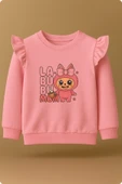 ESİLA KİDS Kız Çocuk Takım Pembe Labubu Baskılı Fırfırlı Sweatshirt ve Eşofman Altı Takım 5-8 yaş thumbnail 11