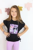 ESİLA KİDS Kız Çocuk Takım Kuromi Baskılı Siyah Tişört 2Li Tayt Takım Yazlık Günlük Kombin 3-7 yaş thumbnail 10