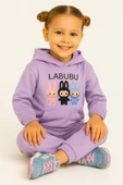 ESİLA KİDS Kız Çocuk Eşofman Takımı Labubu Takım Kapüşonlu Baskılı Sweatshirt ve Pantolon thumbnail 2