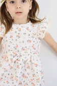 ESİLA KİDS Kız Çocuk Elbise Bayramlık Elbise Çiçek Desenli Fiyonk Detaylı Büzgülü Kollu 3-6 Yaş thumbnail 8