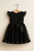 ESİLA KİDS Kız Çocuk Elbise Siyah Elbise Tüllü Pul Işlemeli Abiye Elbise Rahat Ve Şık Doğum Günü Elbise 4-8 Yaş thumbnail 2