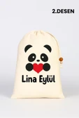 ESİLA KİDS Kız çocuk Kıyafet Kesesi Çocuklara Özel İsim Yazılı Baskılı İp Kapamalı kişileştirilebilir 30x40 Cm thumbnail 3
