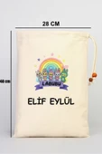ESİLA KİDS Kız çocuk Kıyafet Kesesi Çocuklara Özel İsim Yazılı Baskılı İp Kapamalı kişileştirilebilir 30x40 Cm thumbnail 7