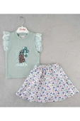 ESİLA KİDS Kız çocuk baskılı şort etekli badili takım 3-6 thumbnail 3