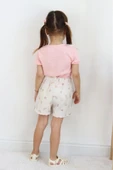 ESİLA KİDS Kız Çocuk Bebe Yakalı Çiçek Desenli Şort Etek Takım Yazlık Günlük Kombin 3-6 yaş - 10