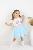 ESİLA KİDS Kız Çocuk Yazlık 2'li Takım - Tül Etek & Kısa Kollu Badi - Doğum Günü Parti Kıyafeti 3-6 Yaş thumbnail 7