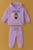 ESİLA KİDS Kız Çocuk Eşofman Takımı Labubu Takım Kapüşonlu Baskılı Sweatshirt ve Pantolon thumbnail 3