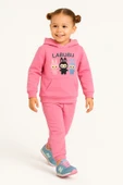 ESİLA KİDS Kız Çocuk Eşofman Takımı Labubu Takım Kapüşonlu Baskılı Sweatshirt ve Pantolon thumbnail 4