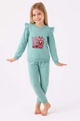 ESİLA KİDS Kız Çocuk Takım Pembe Labubu Baskılı Fırfırlı Sweatshirt ve Eşofman Altı Takım 5-8 yaş thumbnail 4