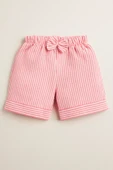 ESİLA KİDS Kız Çocuk Yazlık Şort Çizgili Fiyonklu Rahat Kesim Pamuklu Double Paçalı Bermuda Şort 3-6 yaş thumbnail 7