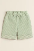 ESİLA KİDS Kız Çocuk Yazlık Şort Çizgili Fiyonklu Rahat Kesim Pamuklu Double Paçalı Bermuda Şort 3-6 yaş thumbnail 3