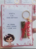 32 Adet Kişiye Özel 6 Ay Kına Hatırası Kırmızı Anahtarlık ve Paketlenmiş Kına Dağıtmalık Hediyelik - 6