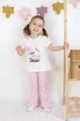 ESİLA KİDS Kız çocuk kalp baskılı taytlı üstü baskılı fiyonk detaylı alt üst takım thumbnail 3