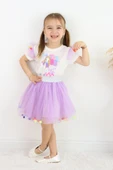 ESİLA KİDS Kız Çocuk Yazlık 2'li Takım - Tül Etek & Kısa Kollu Badi - Doğum Günü Parti Kıyafeti 3-6 Yaş thumbnail 4