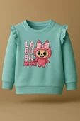 ESİLA KİDS Kız Çocuk Takım Pembe Labubu Baskılı Fırfırlı Sweatshirt ve Eşofman Altı Takım 5-8 yaş thumbnail 5