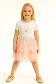 ESİLA KİDS Kız Çocuk Takım Çiçek Nakışlı Tişört ve Kat Kat Dantel Etekli thumbnail 1