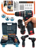 Germany Style 8014 Kömürsüz Darbeli Şarjlı Matkap Lion Armut Batarya Metal Şanzıman Çift Akülü Vidalama Setli - 1