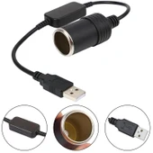 Usb 2.0 5 Volt - 2 Amper To 12 Volt - 0.8 Amper Araç Çakmak Fi̇şi̇ Di̇şi̇ Çevi̇ri̇ci̇ - 3