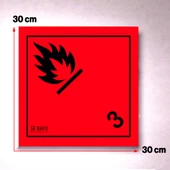 ADR Uyumlu 30x30 Cm Düz ATEŞ 3 Reflektörlü Uyarı Levhası Tehlikeli Madde Taşıma Güvenlik Plakası thumbnail 3