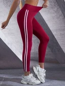 Kadın Yanları çift Beyaz şeritli Dalgıç Tayt thumbnail 1