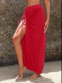 Kadın Yüksek Bel Yandan Büzgülü Uzun Tül Detaylı Pareo thumbnail 3