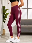 Kadın Yanları çift Beyaz şeritli Dalgıç Tayt thumbnail 8