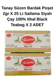 Tanay Süzen Bardak Poşet 2gr X 25 Li Sallama Siyah Çay 100% ithal Black Teabag x 2 ADET - 2