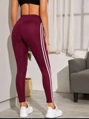 Kadın Yanları çift Beyaz şeritli Dalgıç Tayt thumbnail 9