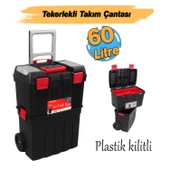 Tekerlekli Taşınabilir 60 Litre Organizer Bölmeli Taşınabilir Kulplu Takım Çantası Alet Çanta - 3