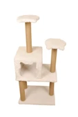 Pribor Üç Katlı Yuvalı Lüx Kedi Tırmalama Platformu ve Kedi Oyun Evi Beyaz 118 cm - 2