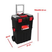 Tekerlekli Taşınabilir 60 Litre Organizer Bölmeli Taşınabilir Kulplu Takım Çantası Alet Çanta - 2