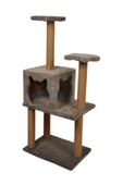 Pribor Üç Katlı Yuvalı Lüx Kedi Tırmalama Platformu ve Kedi Oyun Evi Gri 118 cm - 3