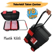 Tekerlekli Taşınabilir 78 Litre Organizer Bölmeli Taşınabilir Kulplu Takım Çantası Alet Çanta - 3