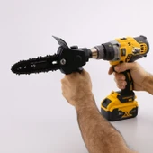 Matkap Uyumlu Zincirli Dal Budama Testeresi Ahşap Sunta MDF Kesme Aparatı Tutma Kollu Zincir Dahil thumbnail 3