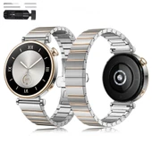 Huawei Watch GT5 41mm İle Uyumlu Renk Detaylı 18mm Paslanmaz Çelik Metal Kordon Kayış  Rosegold - 1