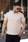 Erkek Yakası Fermuarlı Kısa Kollu T-shirt - 1