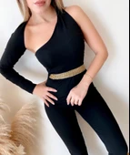 Kadın Asimetrik Dekolte Ve Taş Detay Fırsat ürün Tulum - 2